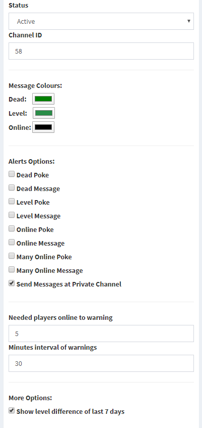 Alerts and message settings for each list
